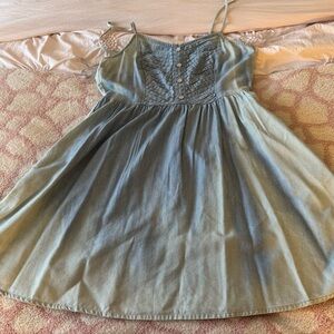 LC Lauren Conrad Mini Fit Flare Dress Sleeveless chambray Denim NWT 10